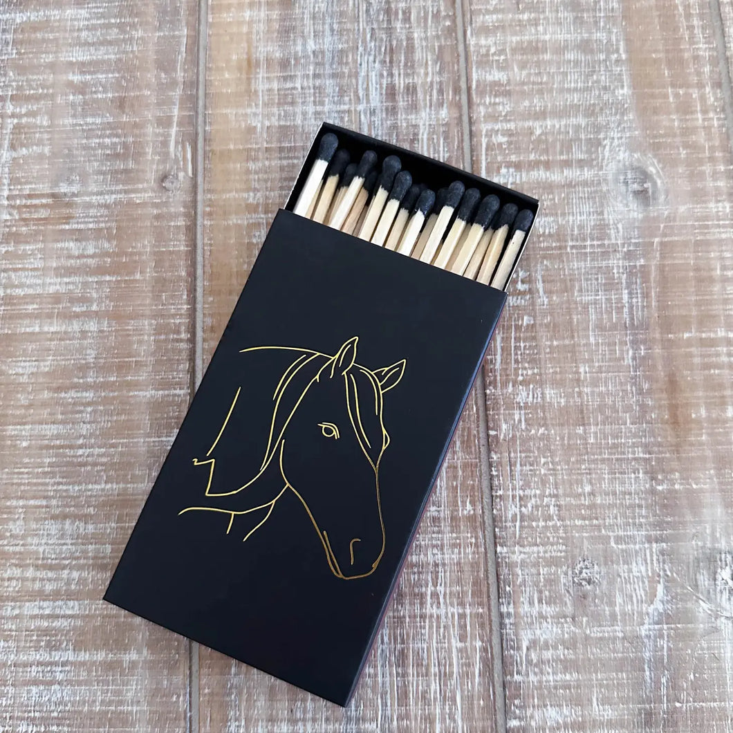Oversized Horse Head Matches with Gold Foil - Black